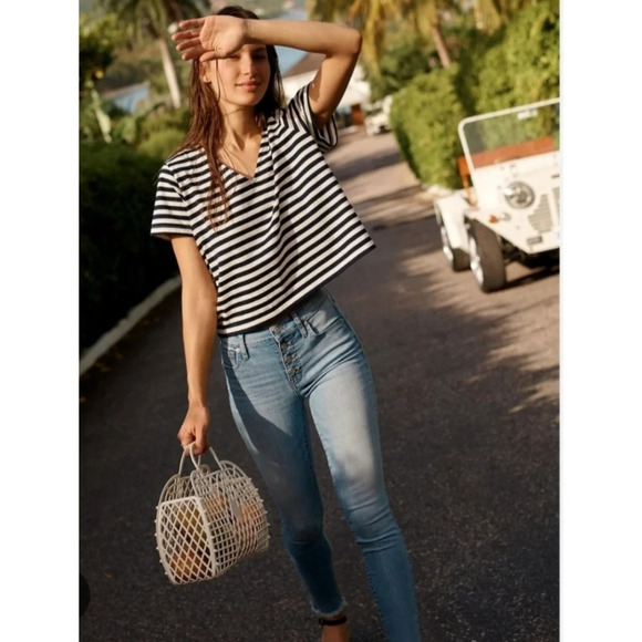 Madewell 9" High Rise Skinny Crop 30 Buttonfly Light Wash Raw Hem - Picture 7 of 11